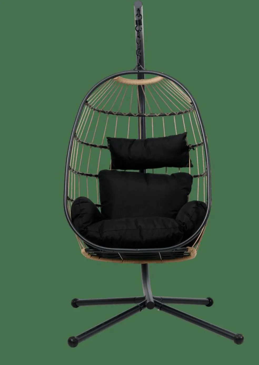 BAZAI Silla Colgante Con Soporte Negro
