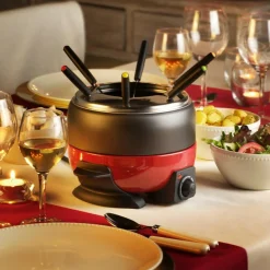 DINNER Juego De Fondue Con 6 Tenedores Negro, Rojo