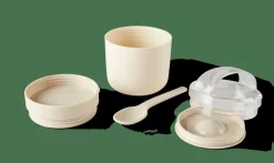 FRESHMOOD Tarro De Desayuno Con Cuchara 32c Blanco, Marrón, Verde