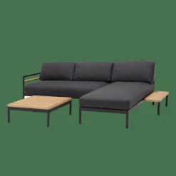HANNA Lounge Mesa Auxiliar Negro, Natural