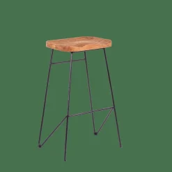 TEAK Taburete Bar Negro, Natural