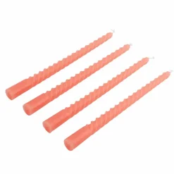 TWIST Velas Retorcidas Juego De 4 Naranja