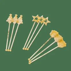 X-MAS Agitadores De Cóctel Juego De 12 Mezcla De 3 Modelos Dorado, Transparente