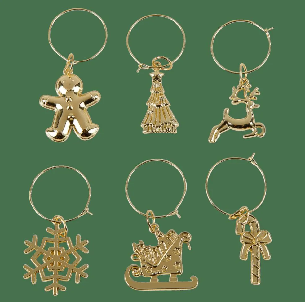 X-MAS GLAM Marcadores Copas Juego De 6 Dorado